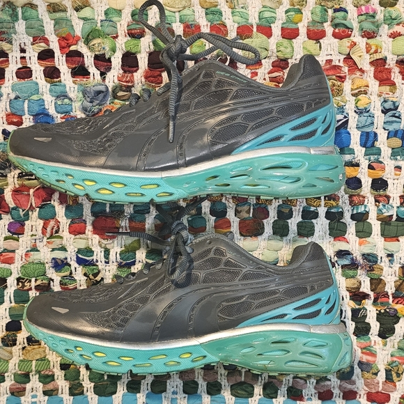 Puma Bioweb Elite Gray Turquoise Blue Ortholite Running Tennis Sneaker Shoes 8.5 - Picture 4 of 13
